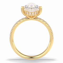 Vertex 2.84 Carat Pear VVS1 Moissanite Pave Engagement Ring in 18k Yellow Gold