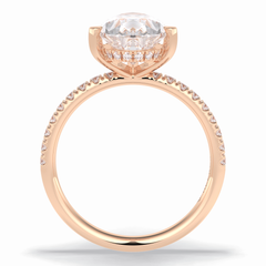 Vertex 2.84 Carat Pear VVS1 Moissanite Pave Engagement Ring in 18k Rose Gold