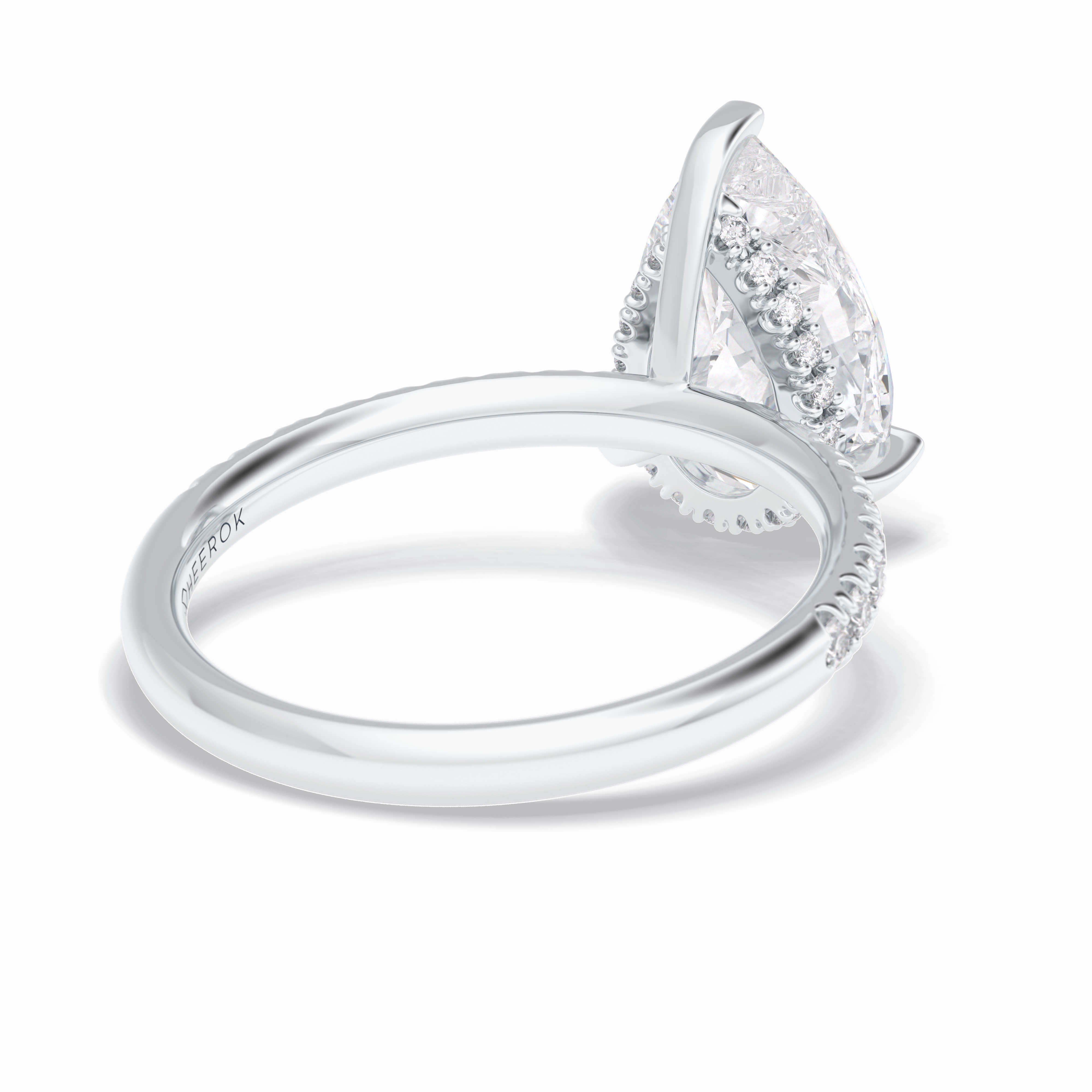 Vertex 2.84 Carat Pear VVS1 Moissanite Pave Engagement Ring in 18k White Gold