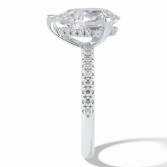 Vertex 2.84 Carat Pear VVS1 Moissanite Pave Engagement Ring in 18k White Gold