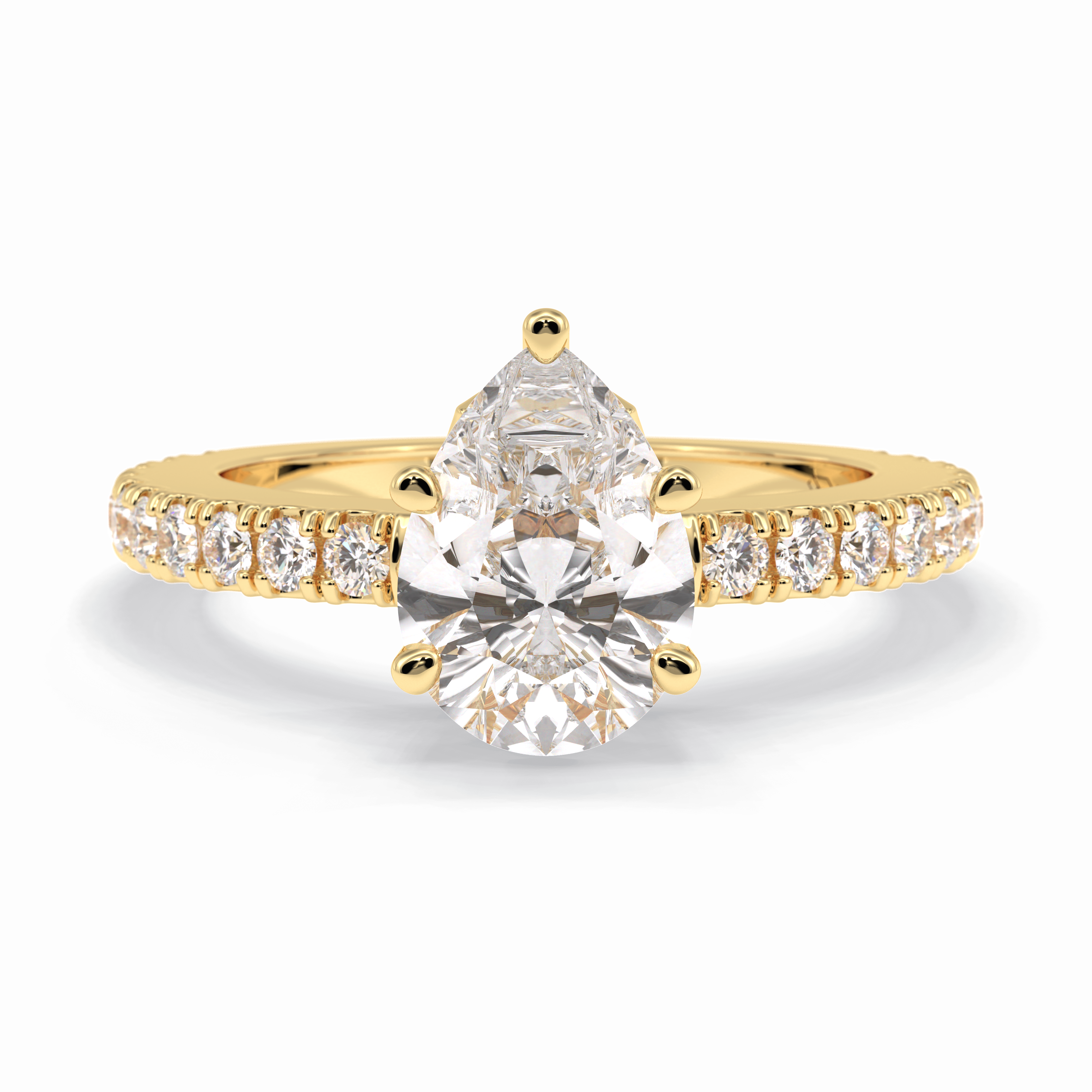 Purity 1.81 Carat Pear VS1 Lab-Grown Pave Engagement Ring in 18K Gold