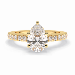Purity 1.81 Carat Pear VS1 Lab-Grown Pave Engagement Ring in 18K Gold