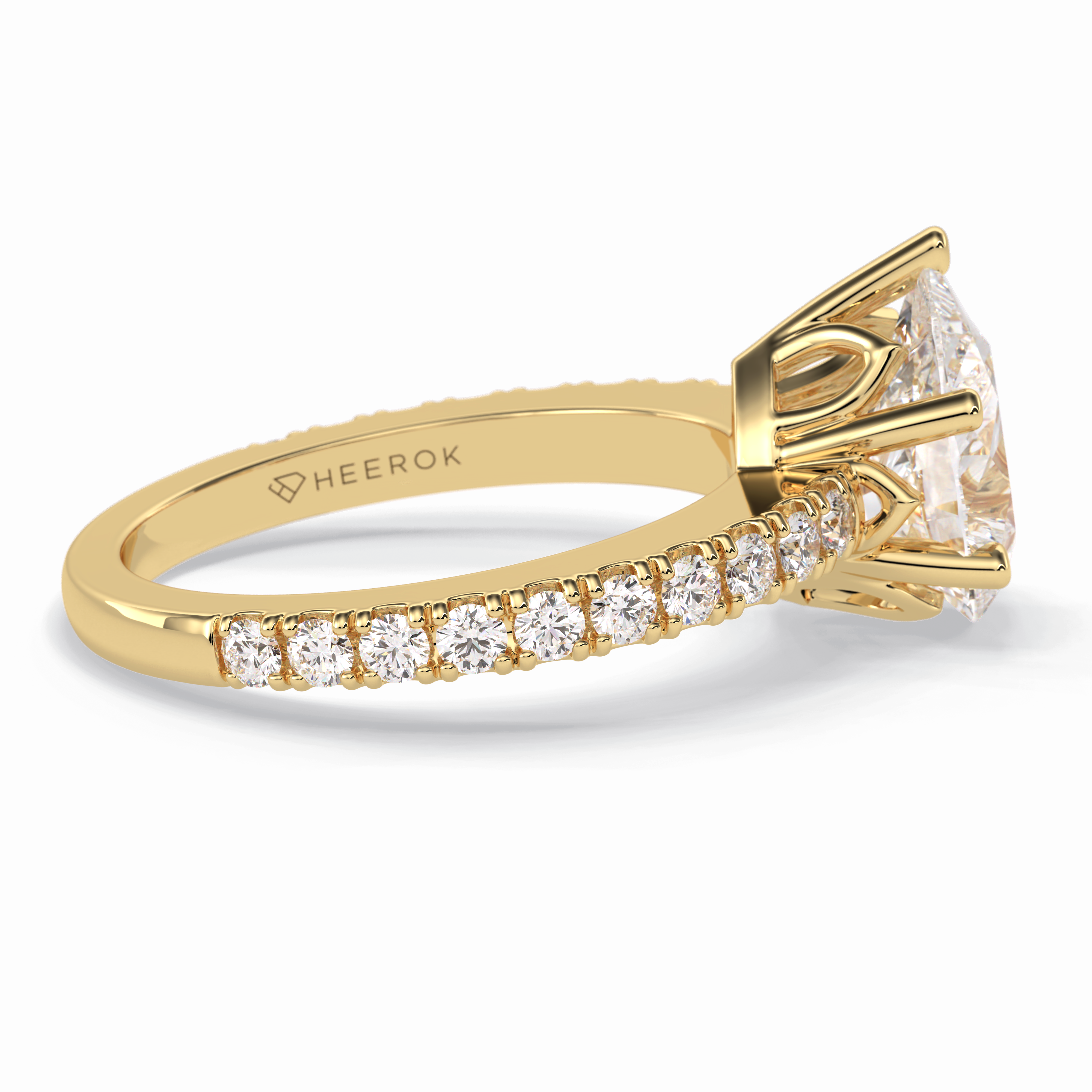 Purity 1.81 Carat Pear VS1 Lab-Grown Pave Engagement Ring in 18K Gold