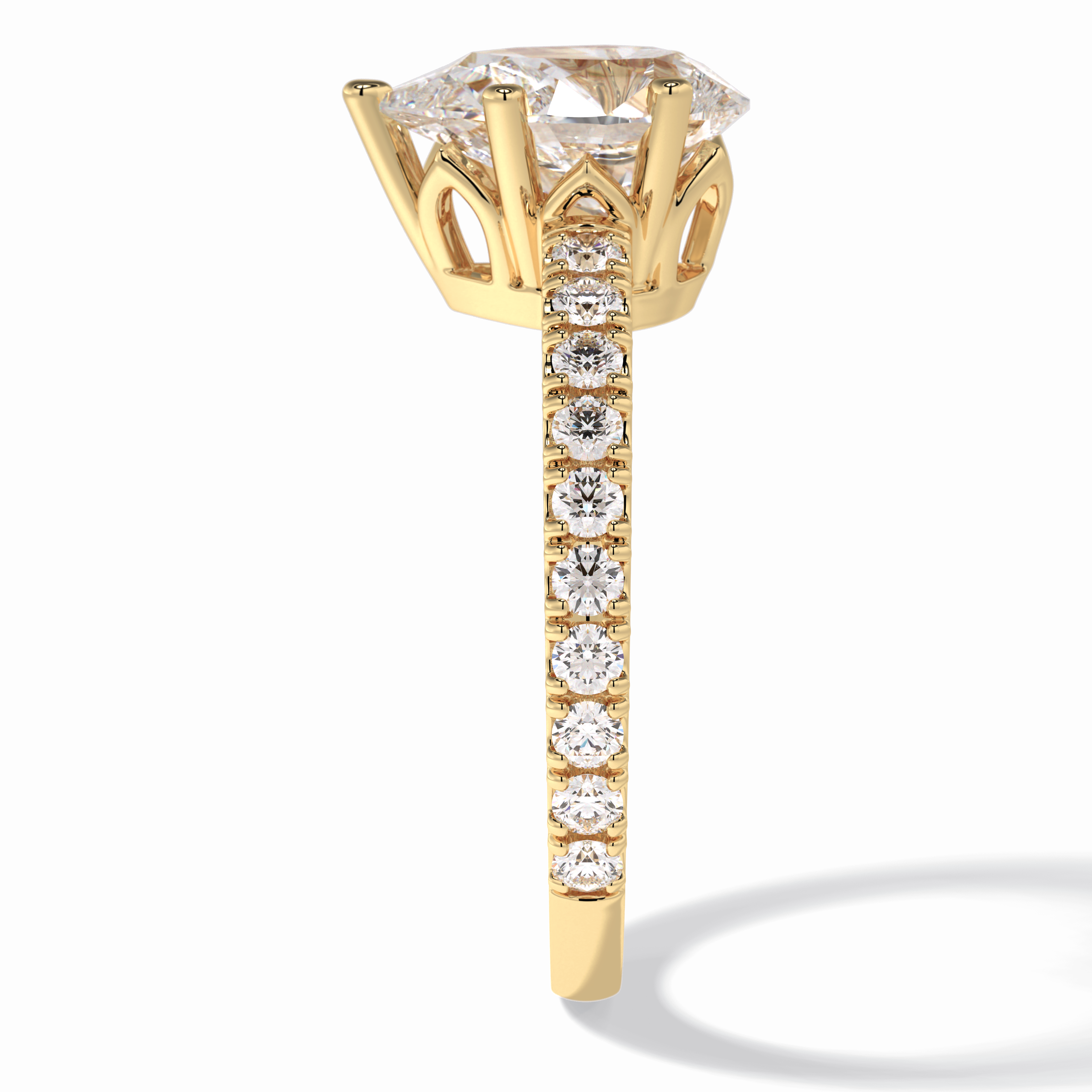 Purity 1.81 Carat Pear VS1 Lab-Grown Pave Engagement Ring in 18K Gold