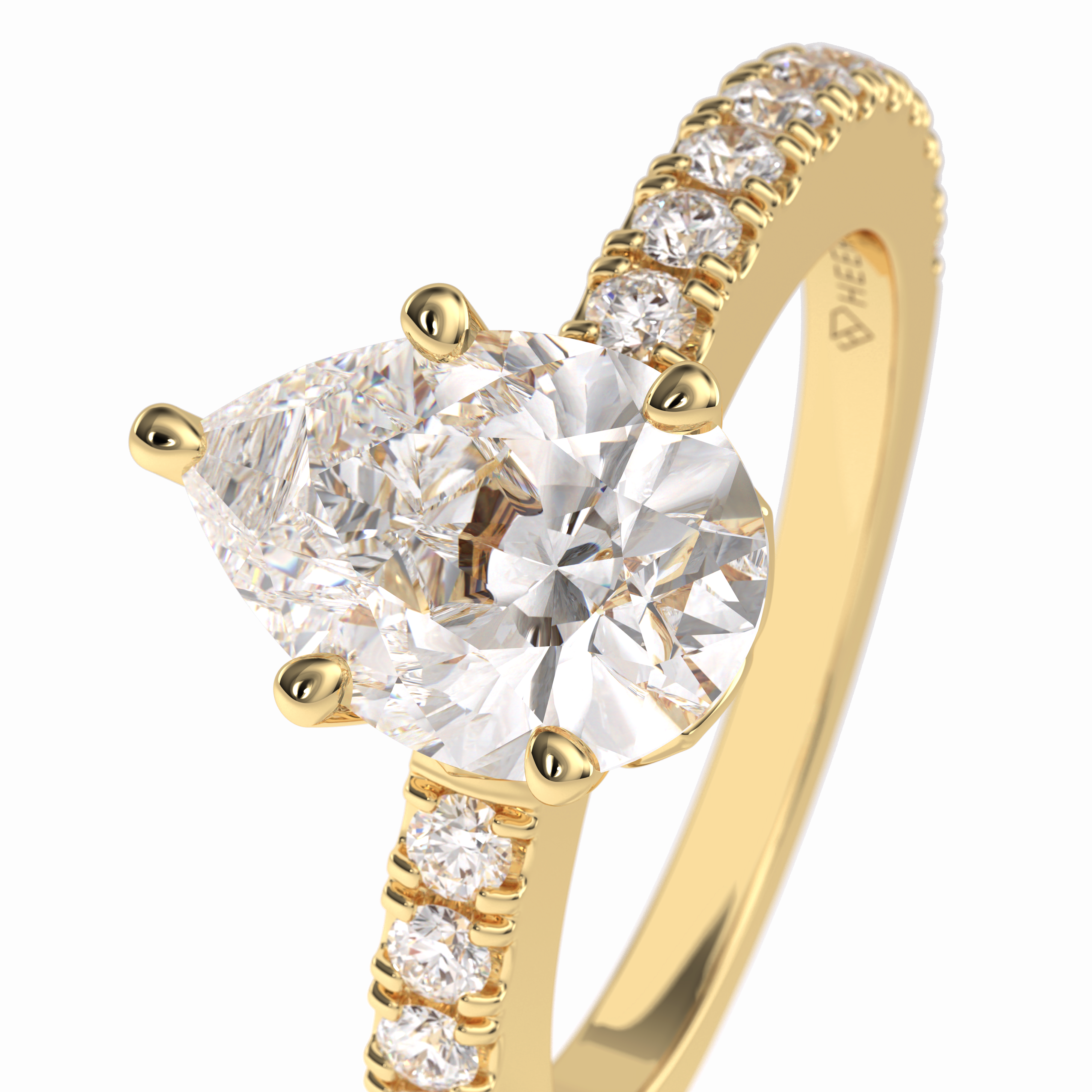 Purity 1.81 Carat Pear VS1 Lab-Grown Pave Engagement Ring in 18K Gold