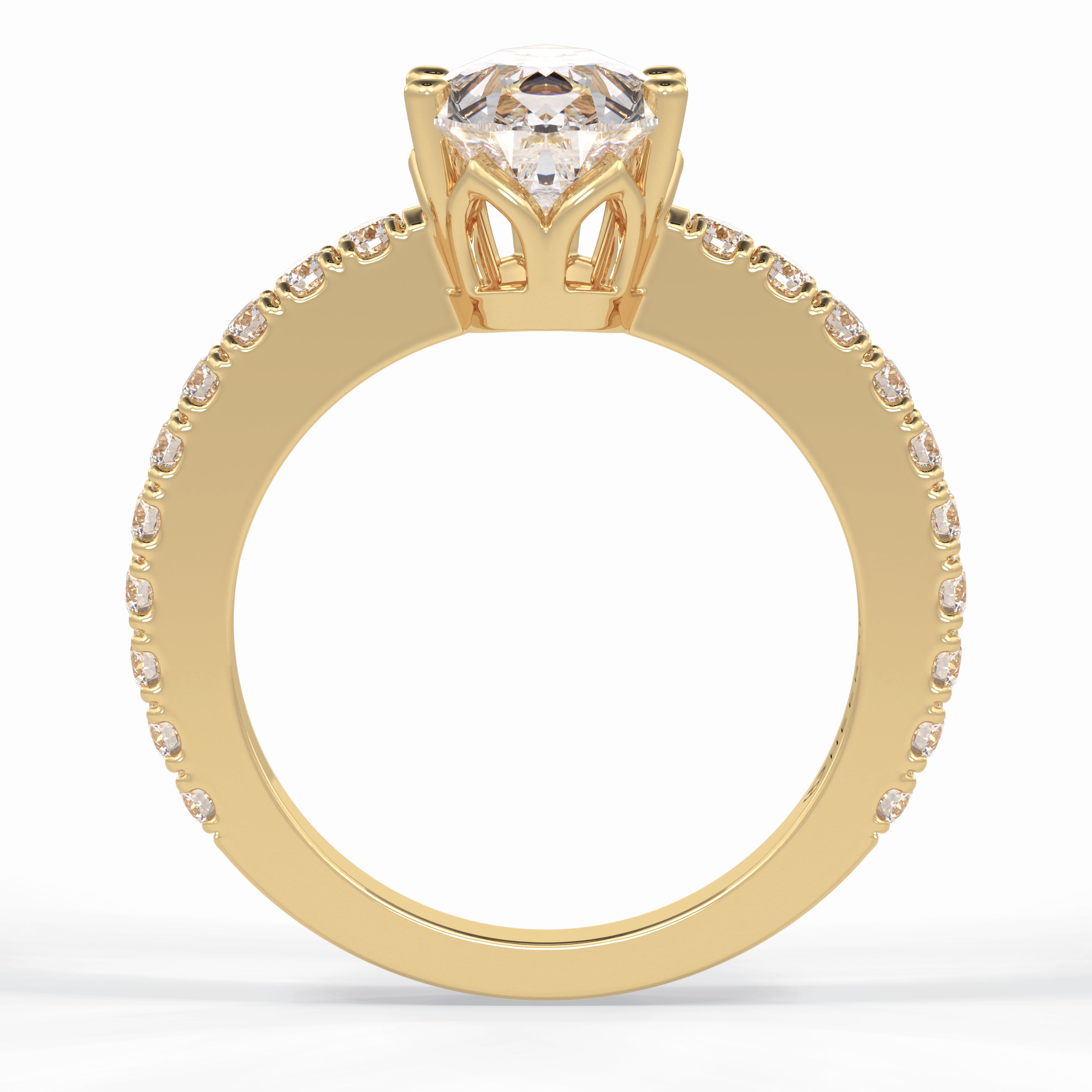 Purity 1.81 Carat Pear VS1 Lab-Grown Pave Engagement Ring in 18K Gold