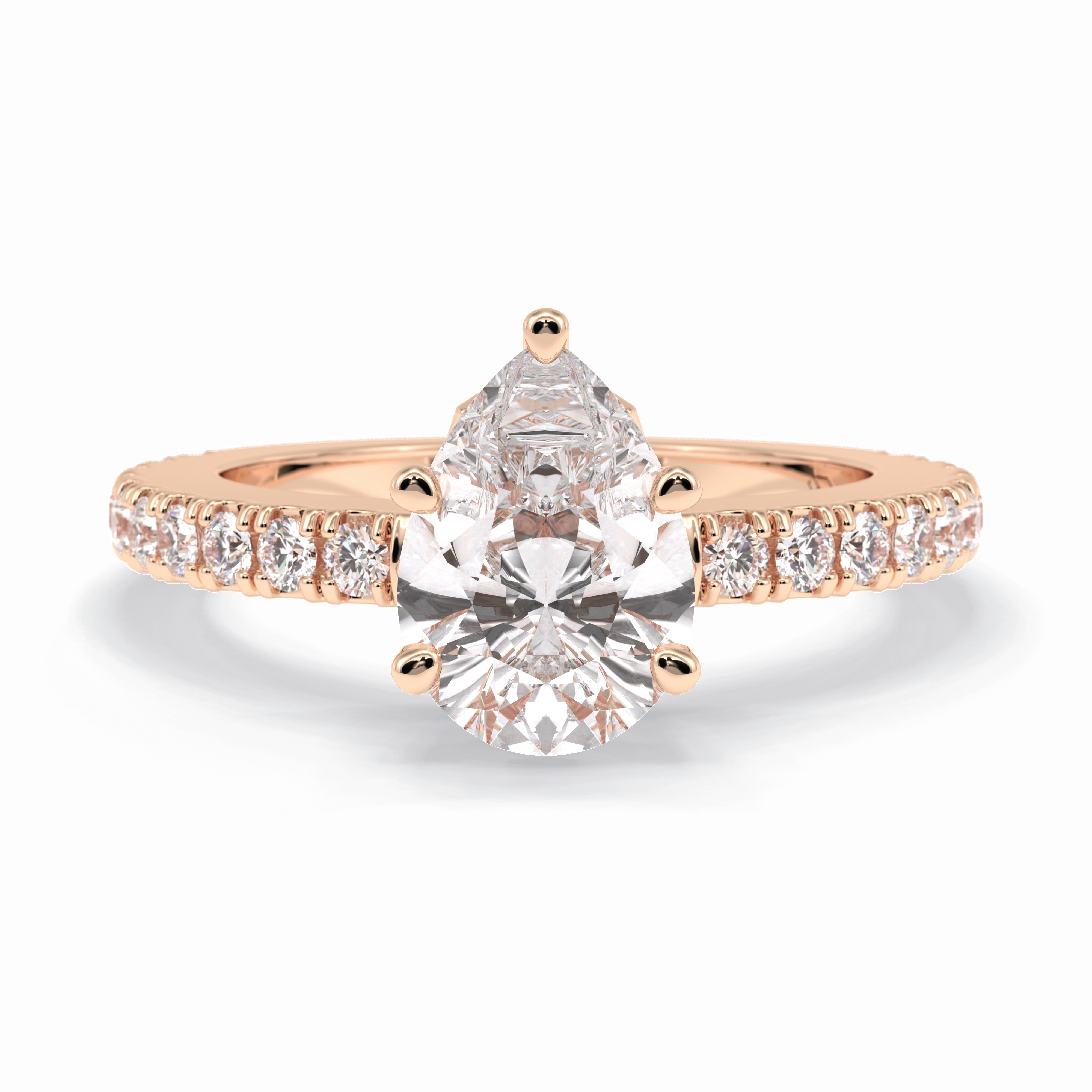 Purity 1.81 Carat Pear VS1 Lab-Grown Pave Engagement Ring in 18K Gold