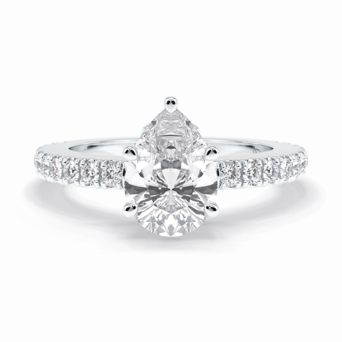 Purity 1.81 Carat Pear VS1 Lab-Grown Pave Engagement Ring in 18K Gold