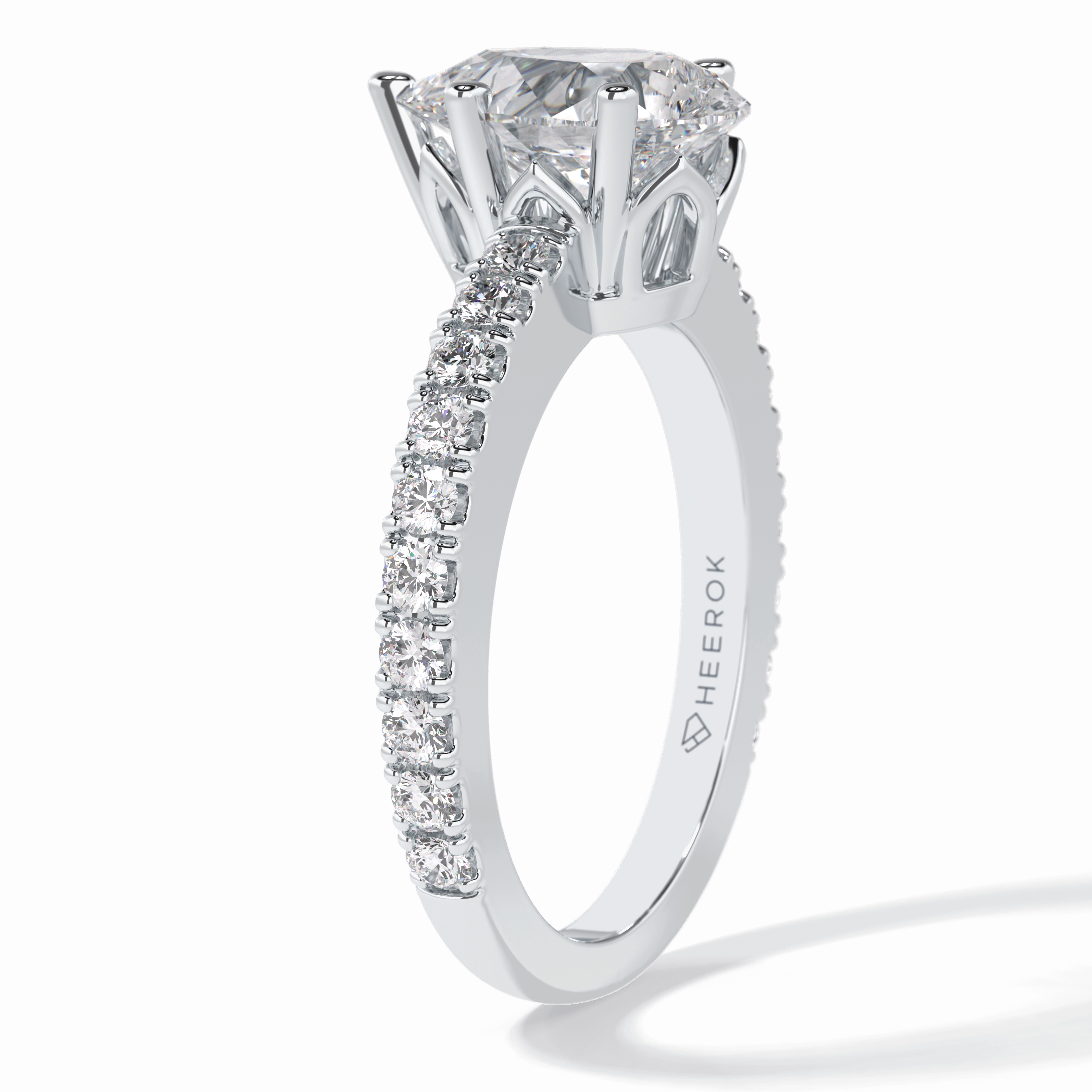 Purity 1.81 Carat Pear VS1 Lab-Grown Pave Engagement Ring in 18K Gold