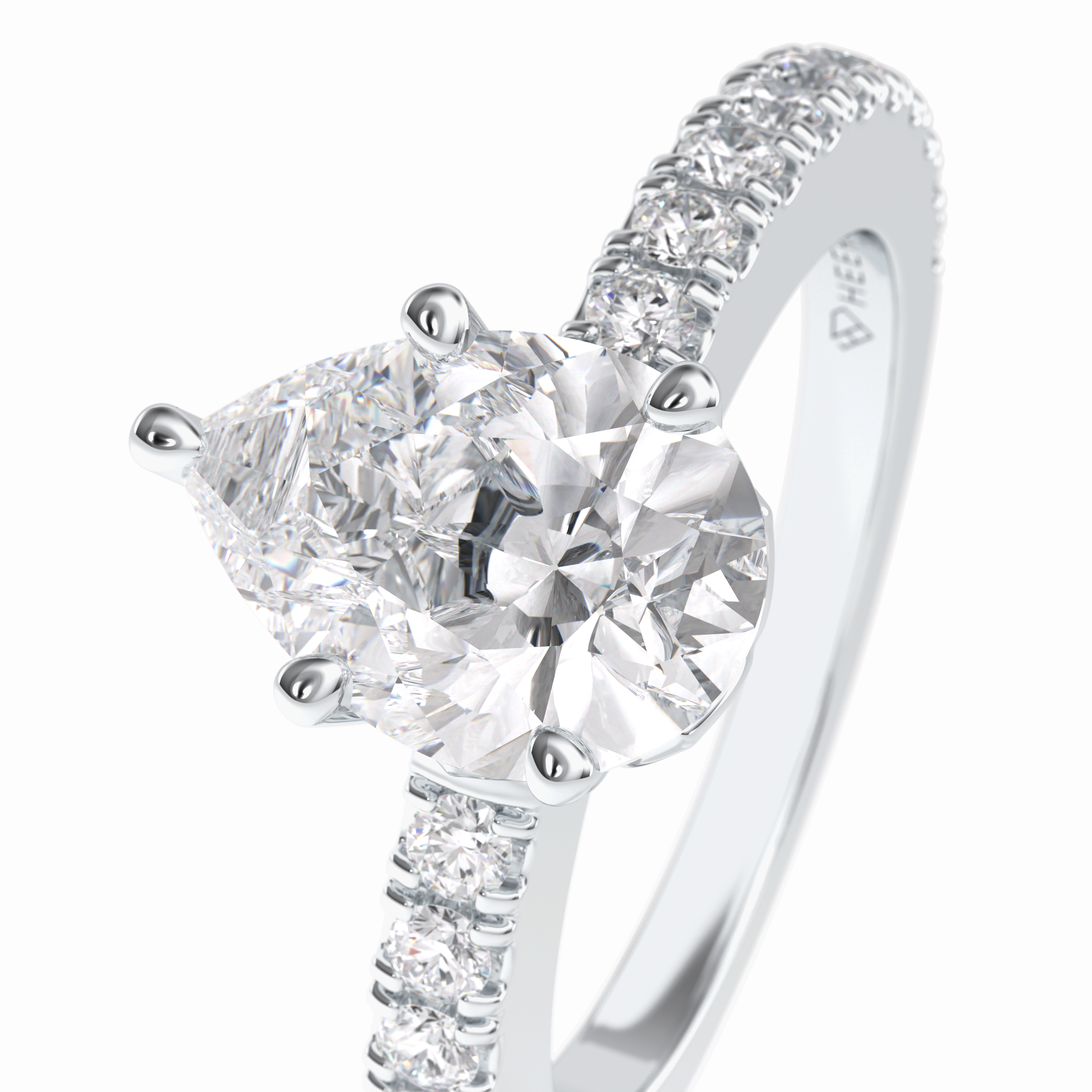 Purity 1.81 Carat Pear VS1 Lab-Grown Pave Engagement Ring in 18K Gold