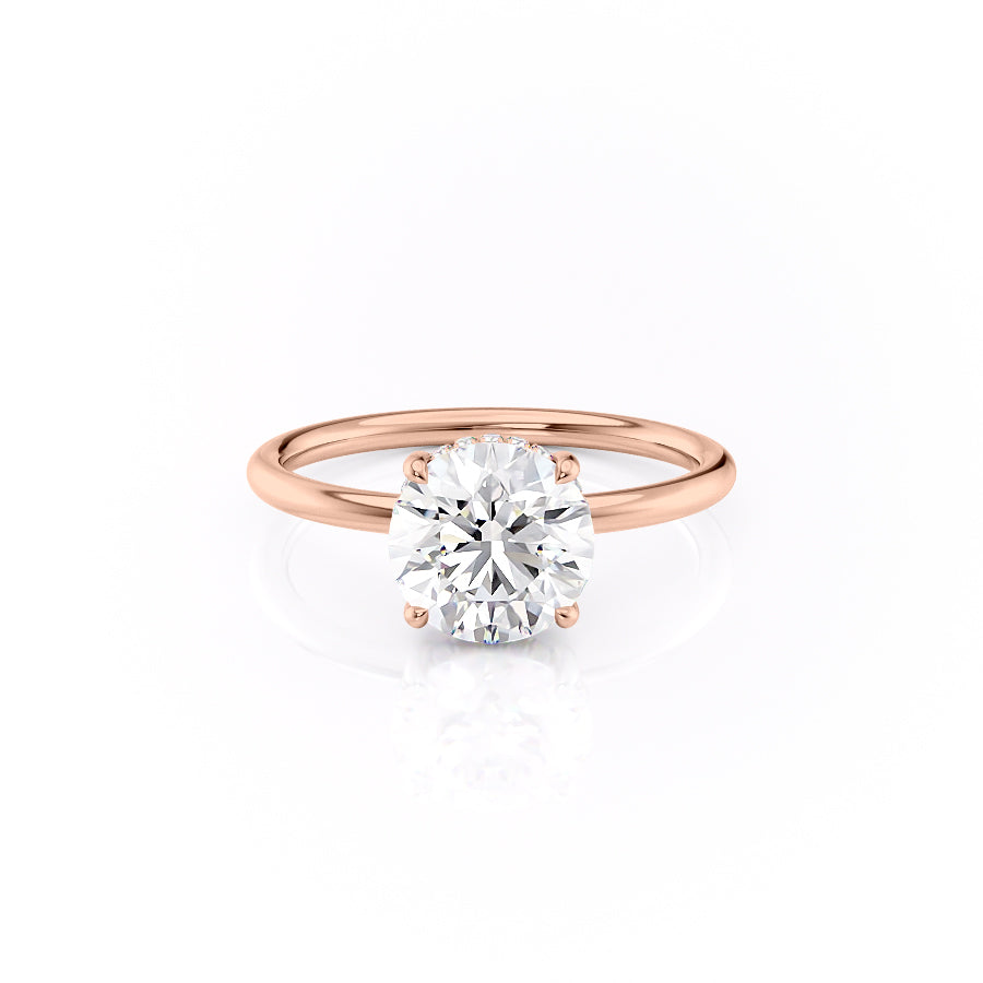 Polaris Glow 1.14 Carat VVS Lab-Grown Round Hidden Halo Engagement Ring in 18K Rose Gold Front View 
