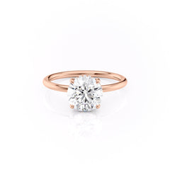 Polaris Glow 1.14 Carat VVS Lab-Grown Round Hidden Halo Engagement Ring in 18K Rose Gold Front View 