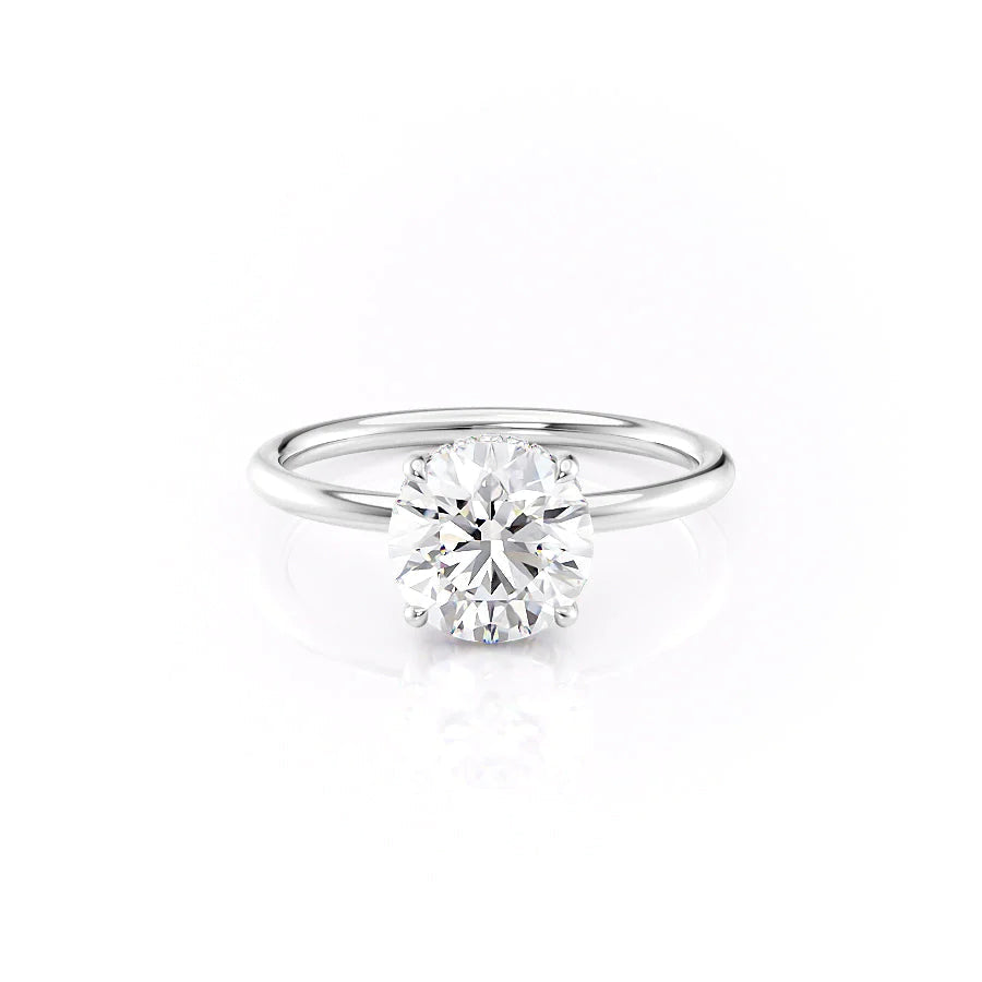 Polaris Glow 1.14 Carat VVS Lab-Grown Round Hidden Halo Engagement Ring in 18K White Gold Front View 
