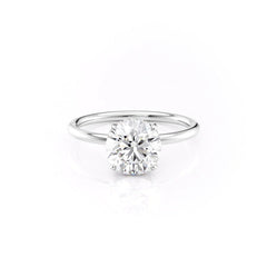 Polaris Glow 1.14 Carat VVS Lab-Grown Round Hidden Halo Engagement Ring in 18K White Gold Front View 