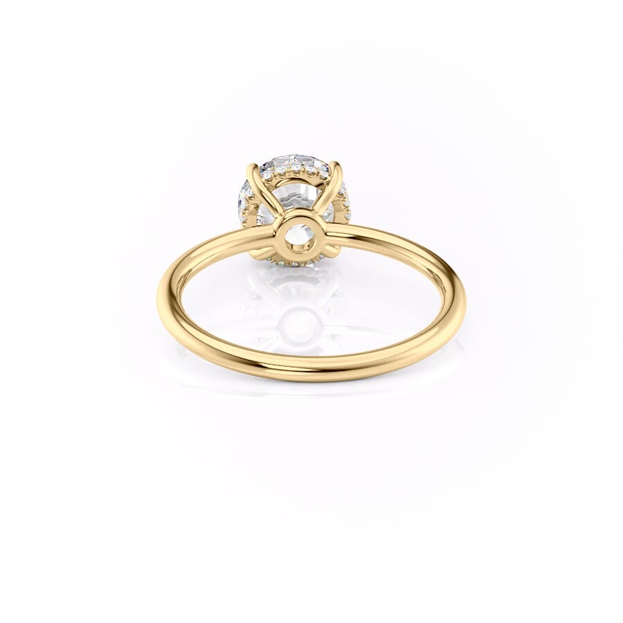Polaris Glow 1.14 Carat VVS Lab-Grown Round Hidden Halo Engagement Ring in 18K Yellow Gold Back View 