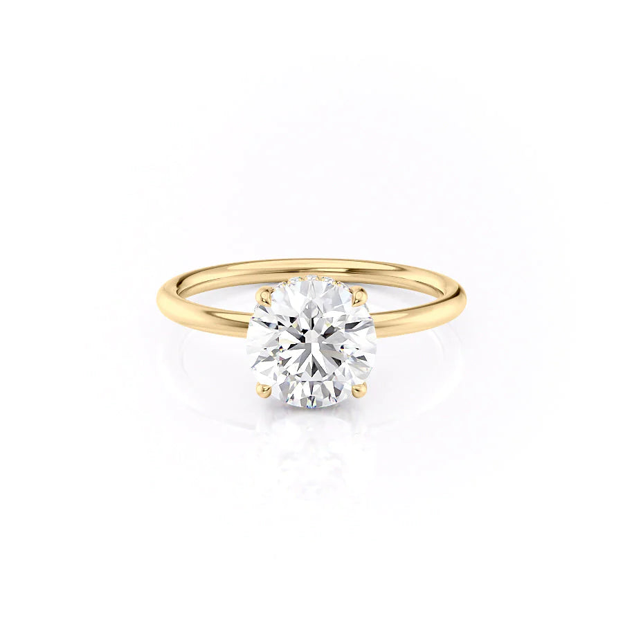 Polaris Glow 1.14 Carat VVS Lab-Grown Round Hidden Halo Engagement Ring in 18K Yellow Gold Front View 