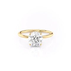 Polaris Glow 1.14 Carat VVS Lab-Grown Round Hidden Halo Engagement Ring in 18K Yellow Gold Front View 