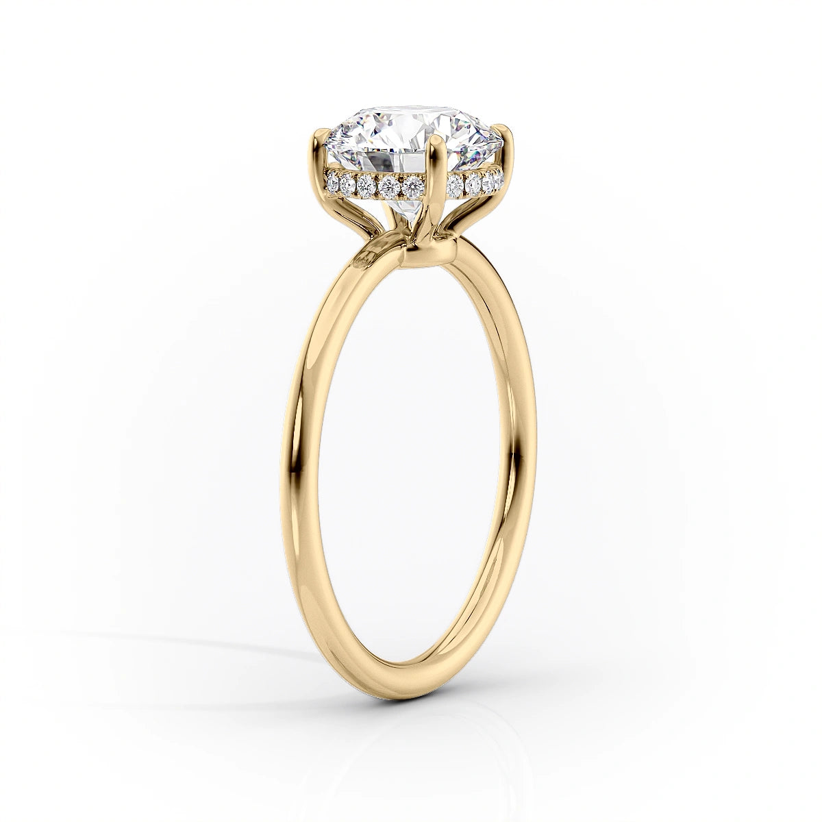Polaris Glow 1.14 Carat VVS Lab-Grown Round Hidden Halo Engagement Ring in 18K Yellow Gold Standing View 