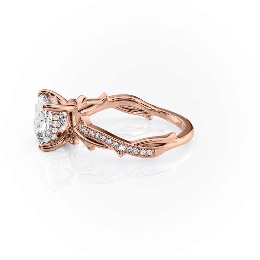Prism Vine 2.20 Carat VVS Lab-Grown Princess Three-Stone Pave Engagement Ring in 18K Rose Gold Left View