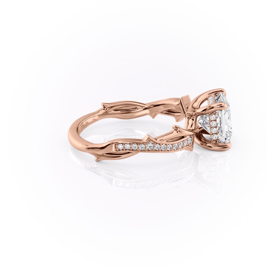 Prism Vine 2.20 Carat VVS Lab-Grown Princess Three-Stone Pave Engagement Ring in 18K Rose Gold Right View