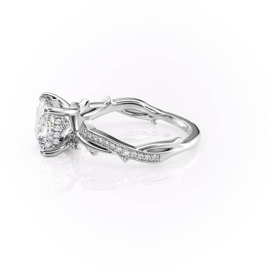 Prism Vine 2.20 Carat VVS Lab-Grown Princess Three-Stone Pave Engagement Ring in 18K White Gold Front View