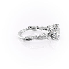 Prism Vine 2.20 Carat VVS Lab-Grown Princess Three-Stone Pave Engagement Ring in 18K White Gold Right View