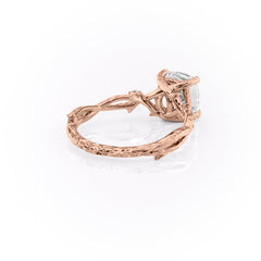 Prismatic Whisper 1.05 Carat VVS1 Lab‑Grown Cushion Textured Three Stone Ring in 18K Rose Gold Back Cross View