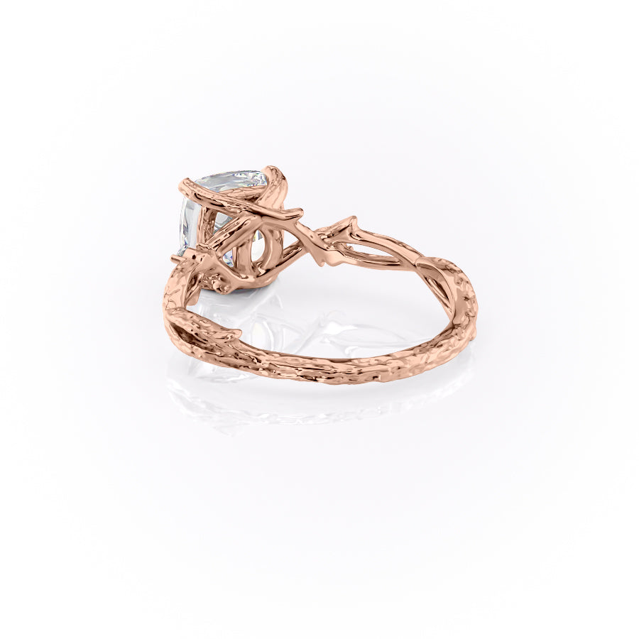Prismatic Whisper 1.05 Carat VVS1 Lab‑Grown Cushion Textured Three Stone Ring in 18K Rose Gold Left Cross
View