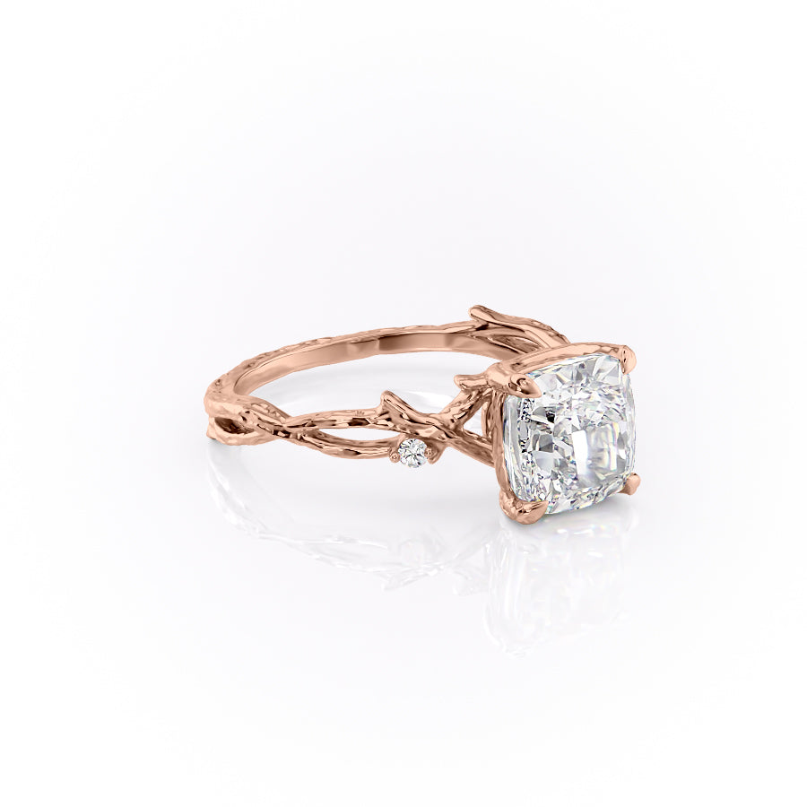 Prismatic Whisper 1.05 Carat VVS1 Lab‑Grown Cushion Textured Three Stone Ring in 18K Rose Gold Right Cross View