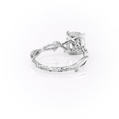 Prismatic Whisper 1.05 Carat VVS1 Lab‑Grown Cushion Textured Three Stone Ring in 18K White Gold  Back Cross View