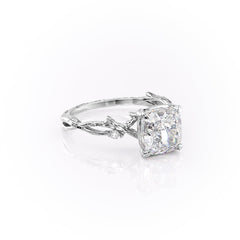 Prismatic Whisper 1.05 Carat VVS1 Lab‑Grown Cushion Textured Three Stone Ring in 18K White Gold Front  Cross View