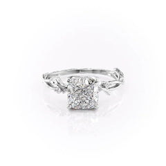 Prismatic Whisper 1.05 Carat VVS1 Lab‑Grown Cushion Textured Three Stone Ring in 18K White Gold Front View

