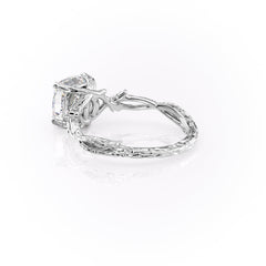 Prismatic Whisper 1.05 Carat VVS1 Lab‑Grown Cushion Textured Three Stone Ring in 18K White Gold Left Cross View