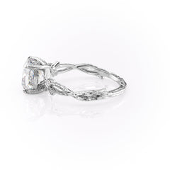 Prismatic Whisper 1.05 Carat VVS1 Lab‑Grown Cushion Textured Three Stone Ring in 18K White Gold Left View