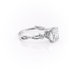 Prismatic Whisper 1.05 Carat VVS1 Lab‑Grown Cushion Textured Three Stone Ring in 18K White Gold  Right  Cross View