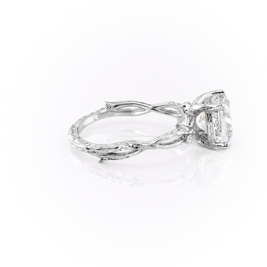 Prismatic Whisper 1.05 Carat VVS1 Lab‑Grown Cushion Textured Three Stone Ring in 18K White Gold  Right  View