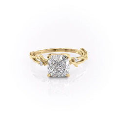 Prismatic Whisper 1.05 Carat VVS1 Lab‑Grown Cushion Textured Three Stone Ring in 18K Yellow Gold Front  View
