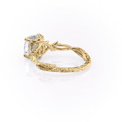 Prismatic Whisper 1.05 Carat VVS1 Lab‑Grown Cushion Textured Three Stone Ring in 18K Yellow Gold Left Cross View