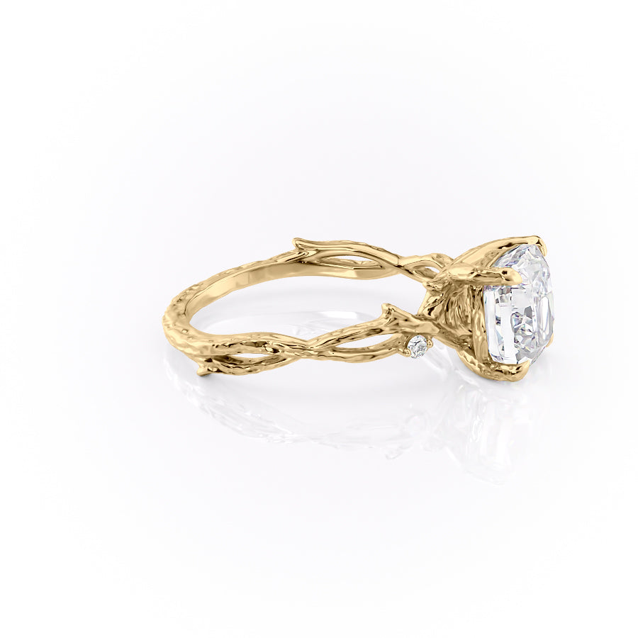 Prismatic Whisper 1.05 Carat VVS1 Lab‑Grown Cushion Textured Three Stone Ring in 18K Yellow Gold Right  View