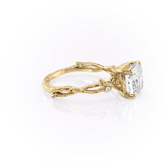 Prismatic Whisper 1.05 Carat VVS1 Lab‑Grown Cushion Textured Three Stone Ring in 18K Yellow Gold Right  View