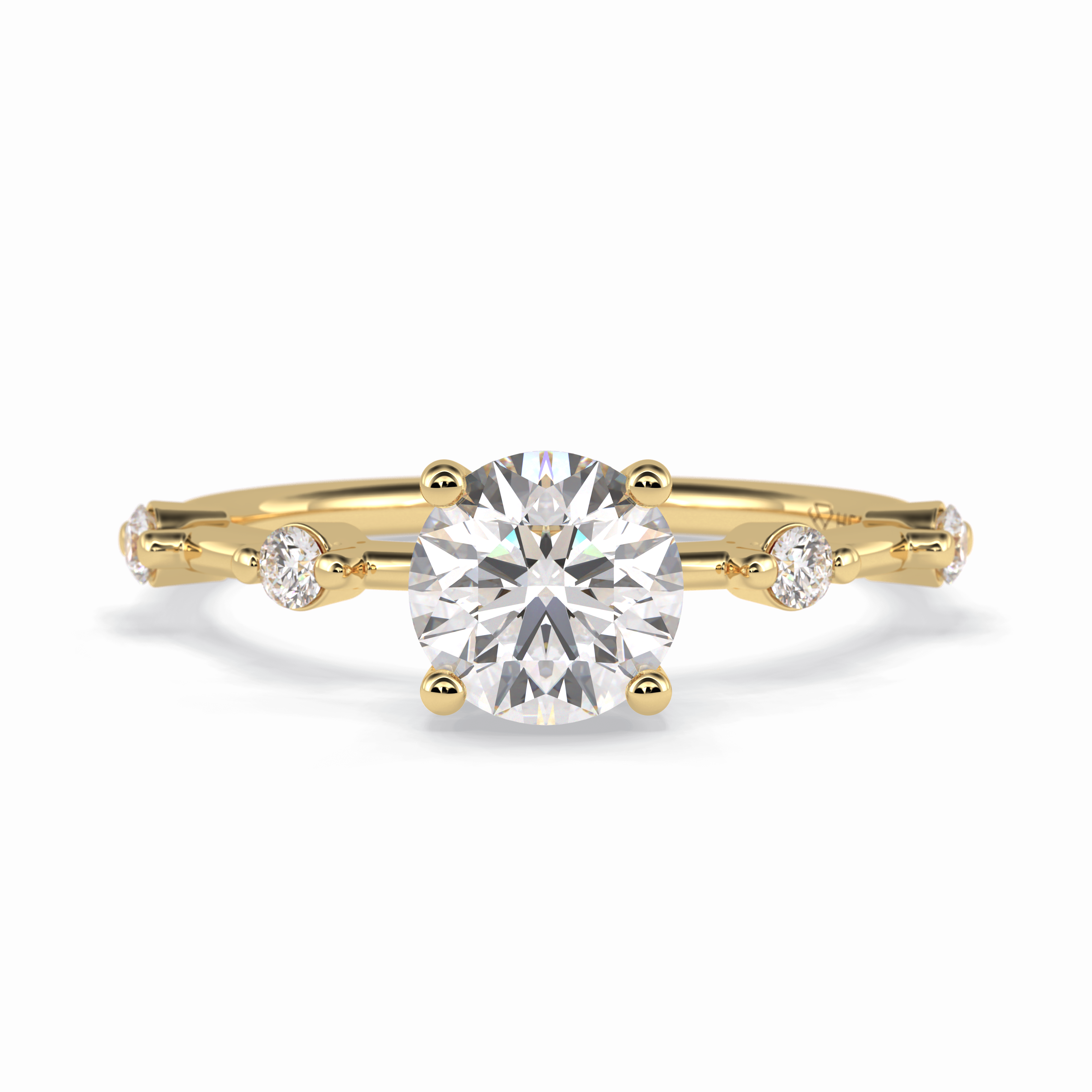 Quintessence 1.11 Carat Round VS1 Lab-Grown Solitaire With Accents Engagement Ring in 18k Gold