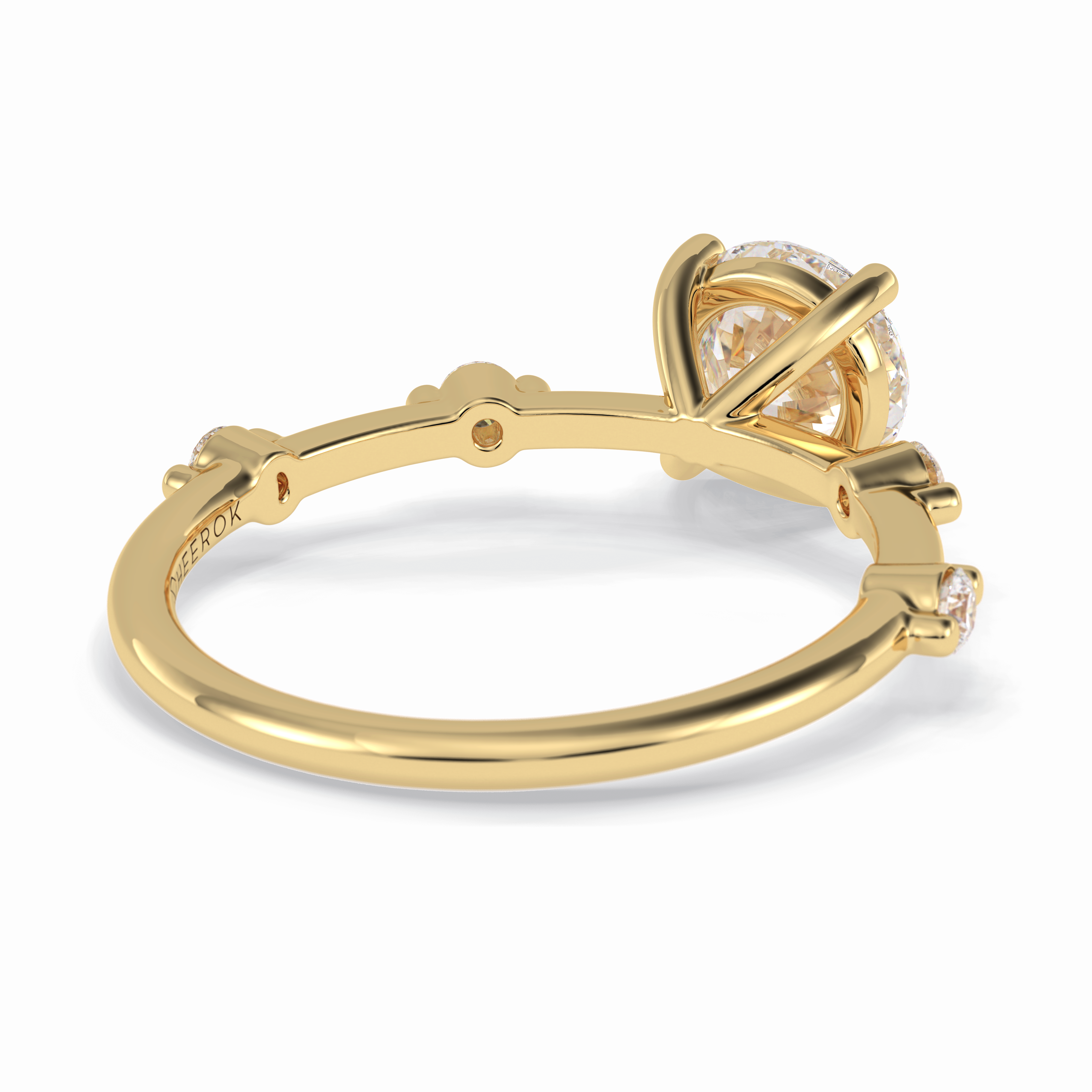 Quintessence 1.11 Carat Round VS1 Lab-Grown Solitaire With Accents Engagement Ring in 18k Gold