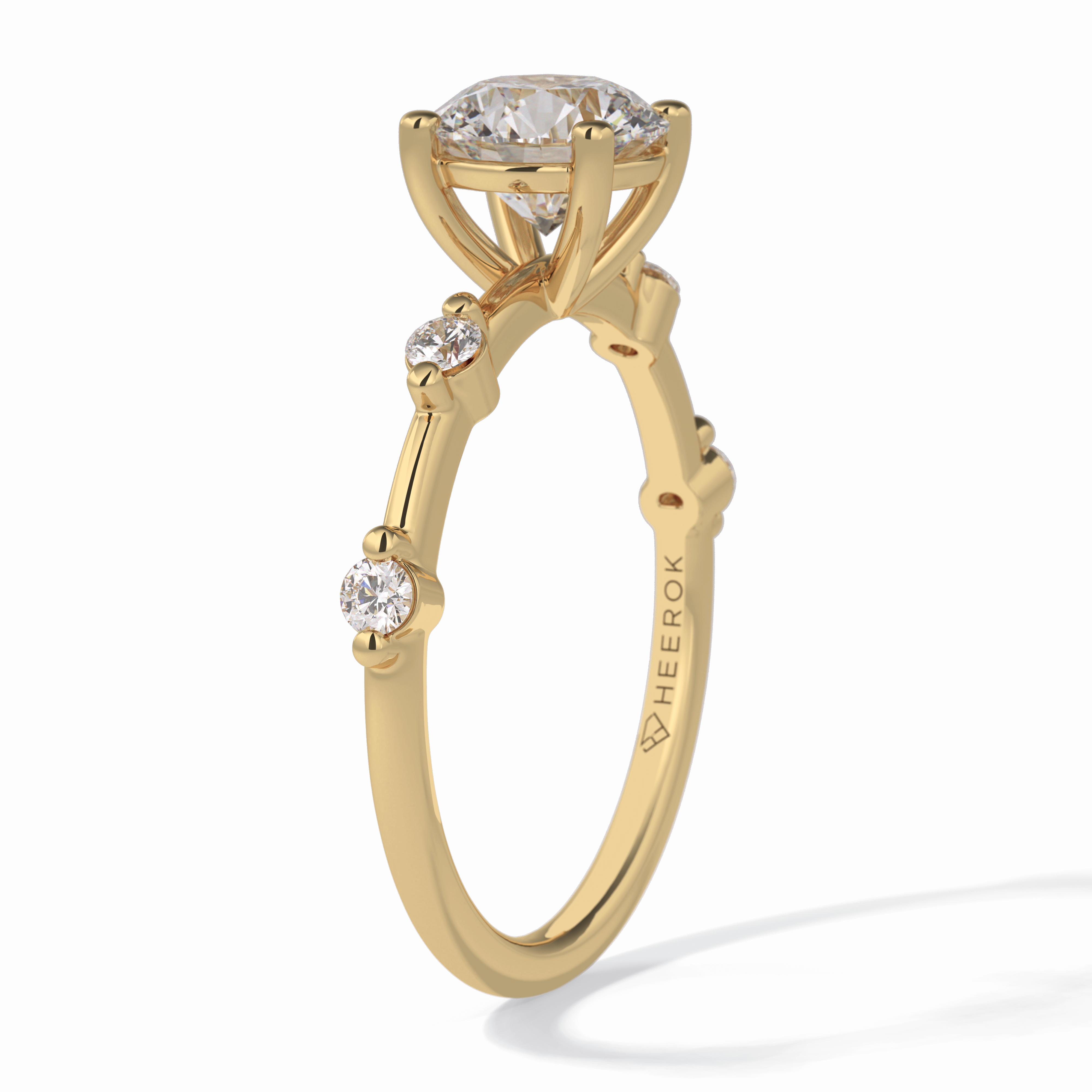 Quintessence 1.11 Carat Round VS1 Lab-Grown Solitaire With Accents Engagement Ring in 18k Gold