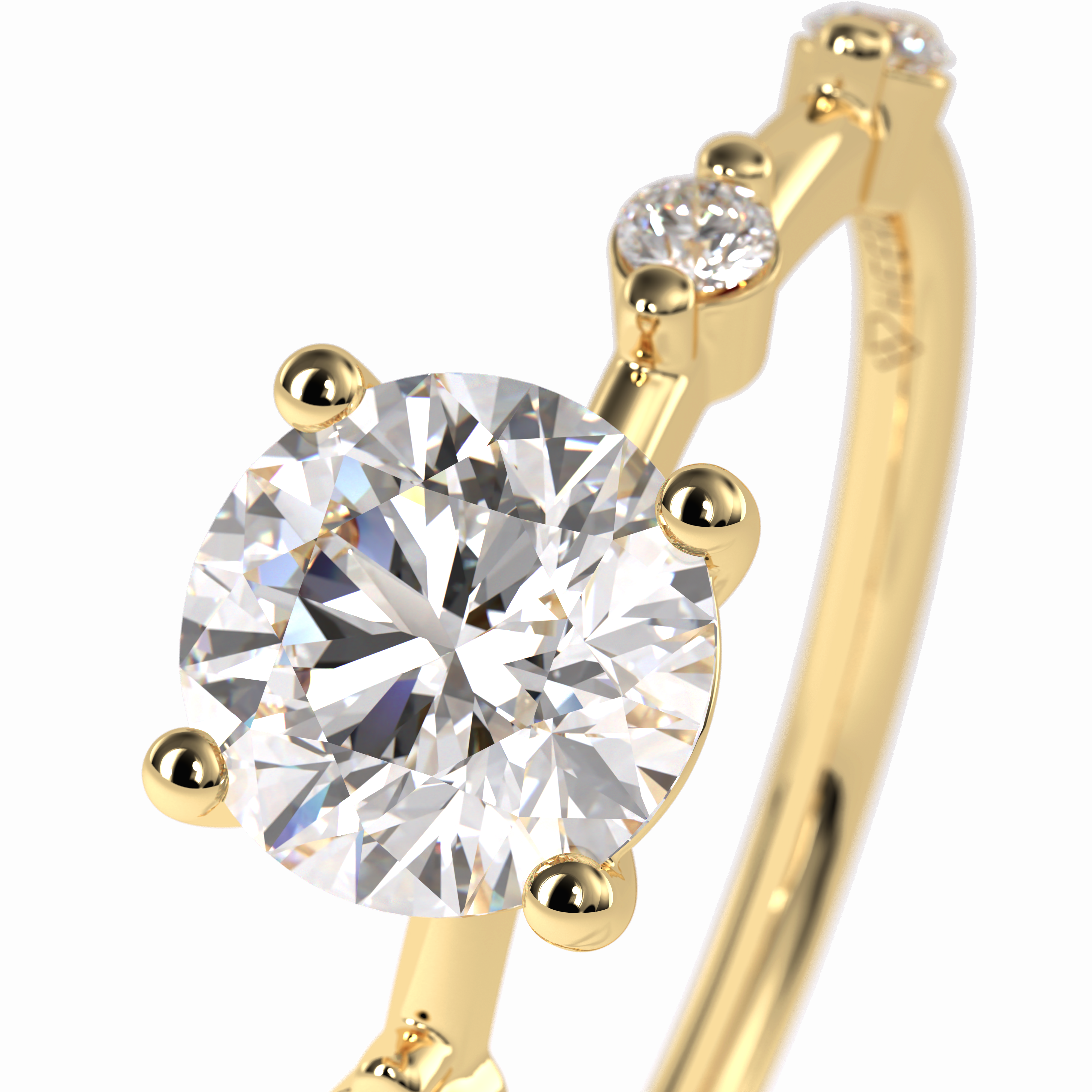 Quintessence 1.11 Carat Round VS1 Lab-Grown Solitaire With Accents Engagement Ring in 18k Gold