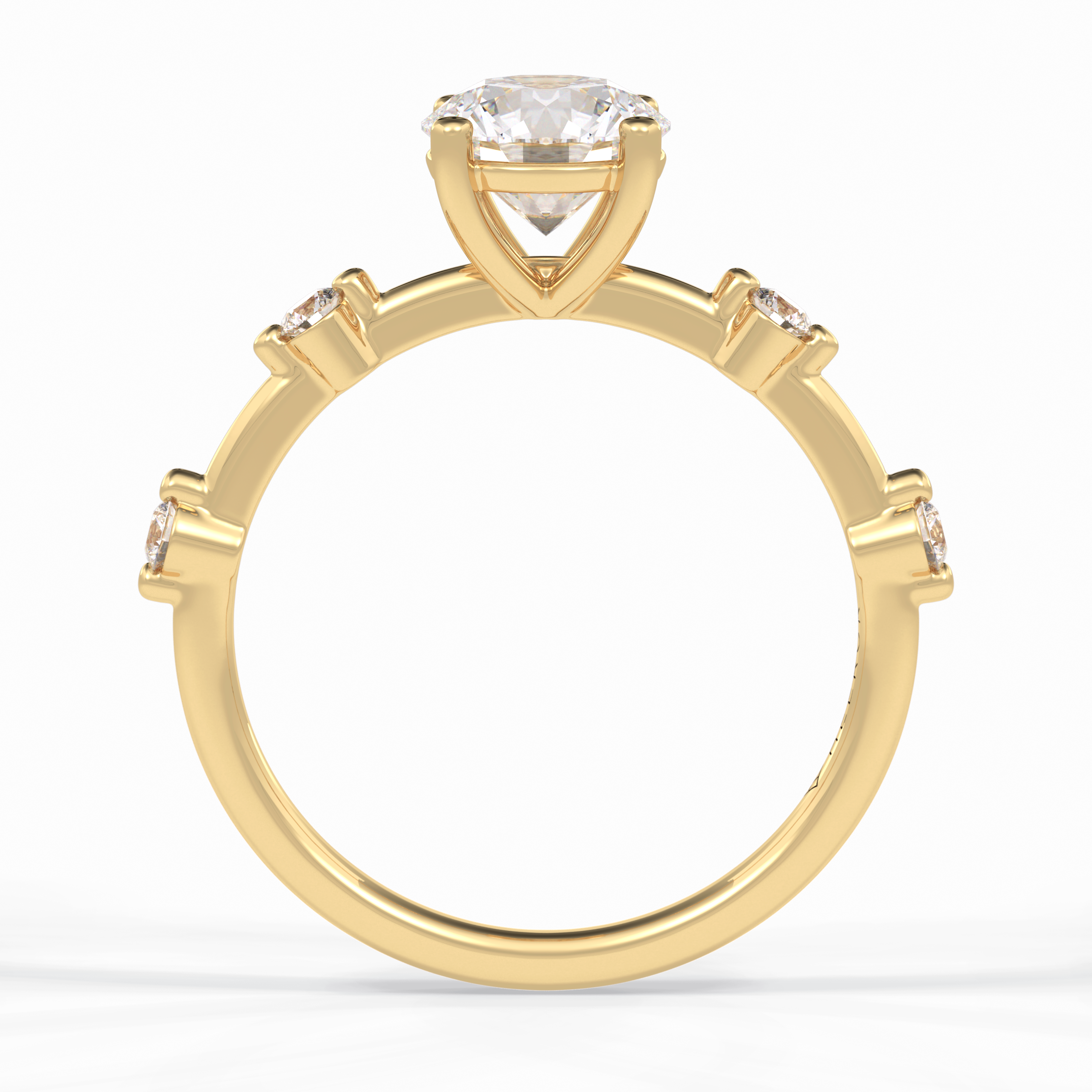 Quintessence 1.11 Carat Round VS1 Lab-Grown Solitaire With Accents Engagement Ring in 18k Gold