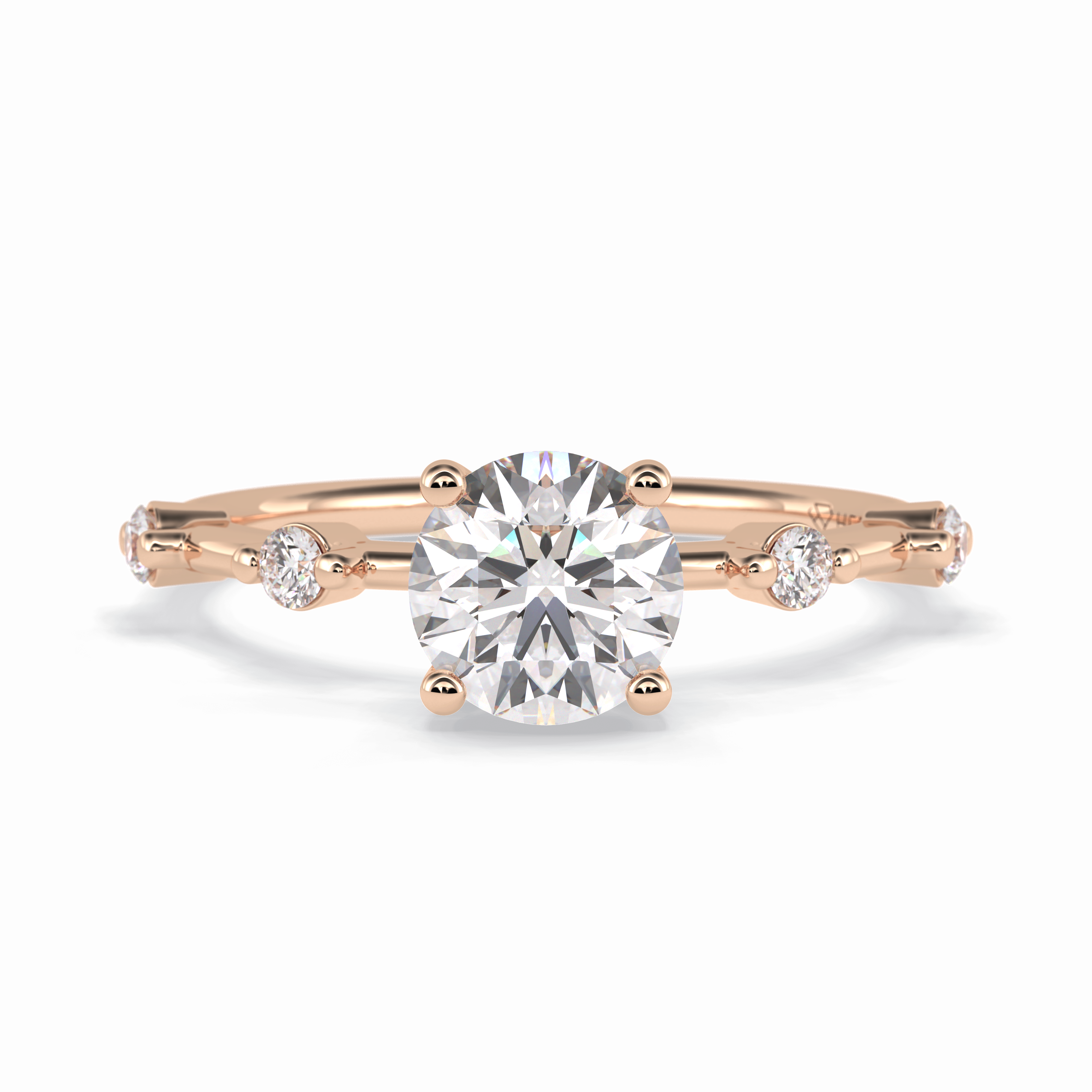 Quintessence 1.11 Carat Round VS1 Lab-Grown Solitaire With Accents Engagement Ring in 18k Gold