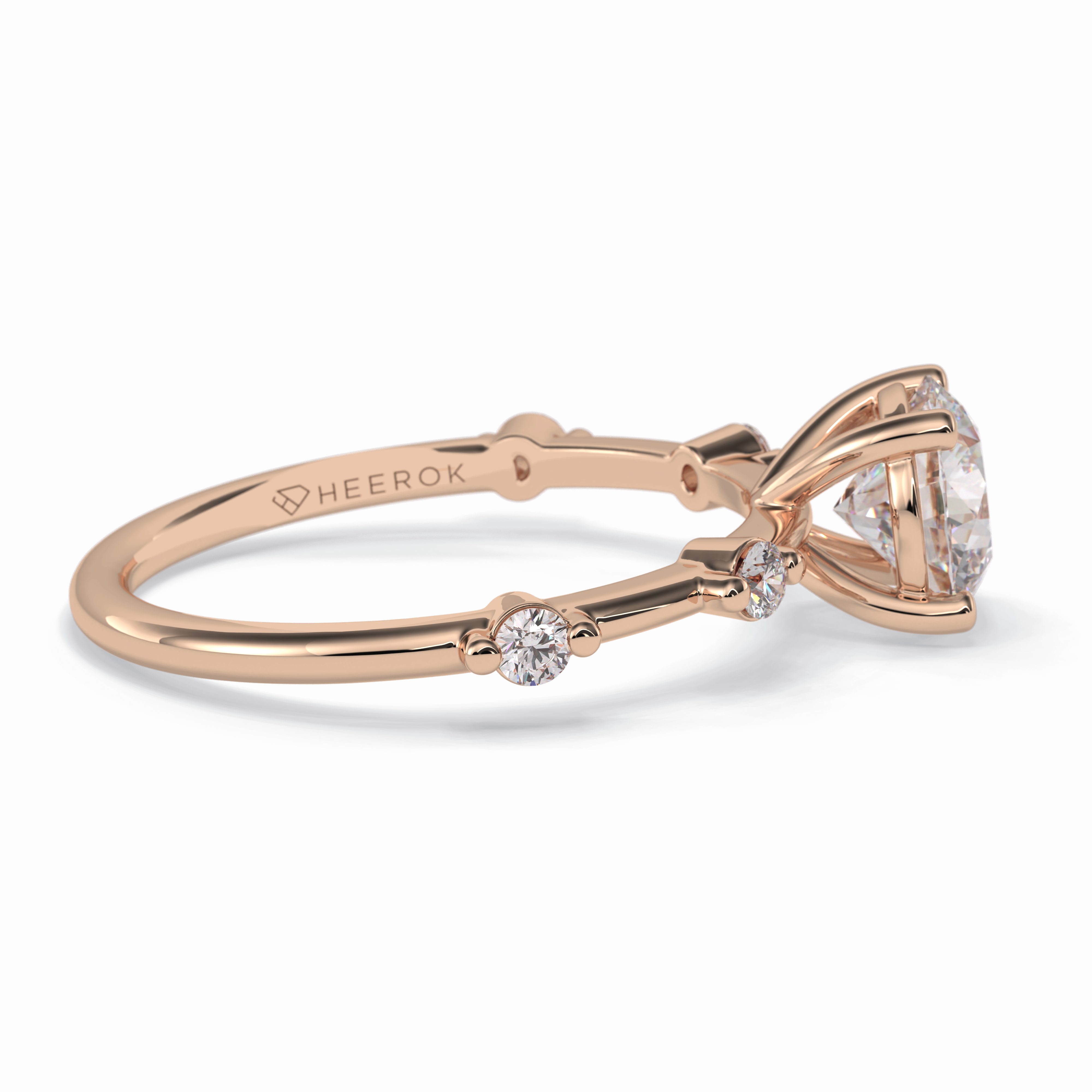 Quintessence 1.11 Carat Round VS1 Lab-Grown Solitaire With Accents Engagement Ring in 18k Gold