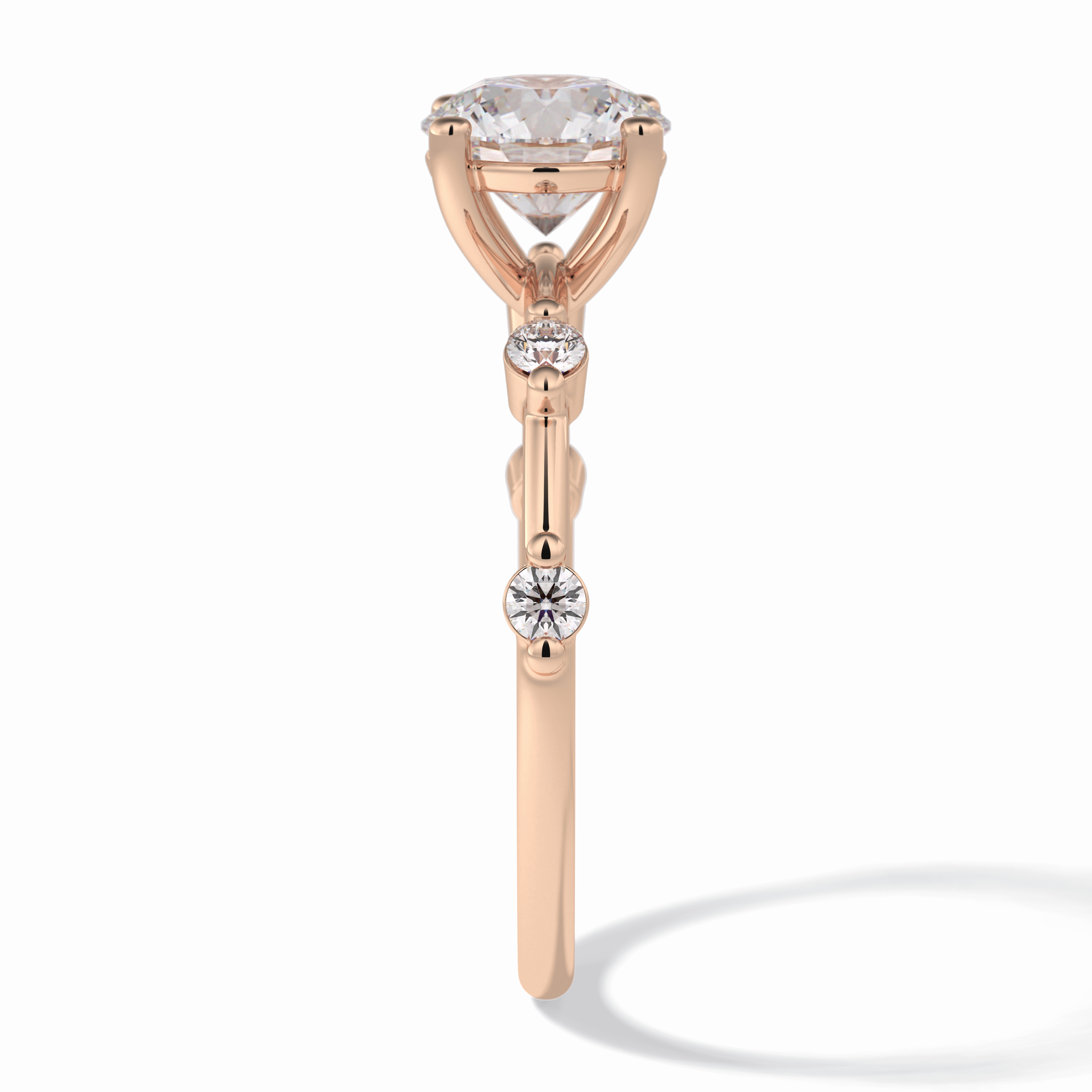 Quintessence 1.11 Carat Round VS1 Lab-Grown Solitaire With Accents Engagement Ring in 18k Gold