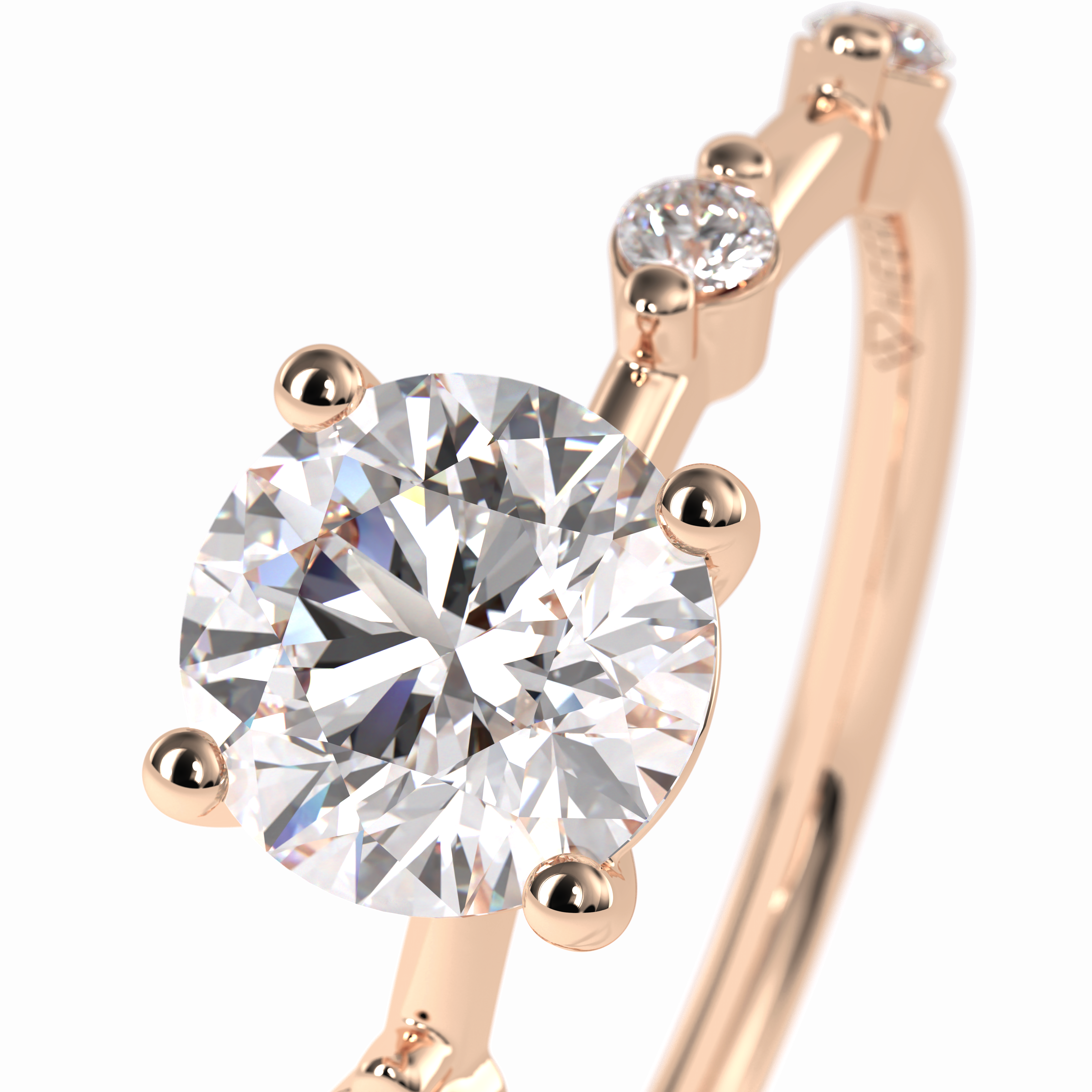 Quintessence 1.11 Carat Round VS1 Lab-Grown Solitaire With Accents Engagement Ring in 18k Gold