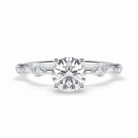 Quintessence 1.11 Carat Round VS1 Lab-Grown Solitaire With Accents Engagement Ring in 18k Gold